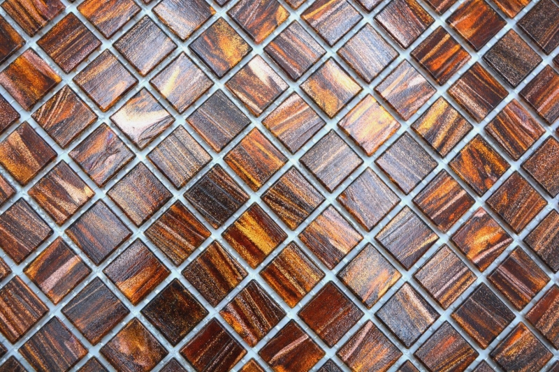 Hand-painted glass mosaic mosaic tile Dark brown Gold Copper iridescent MOS230-G36_m