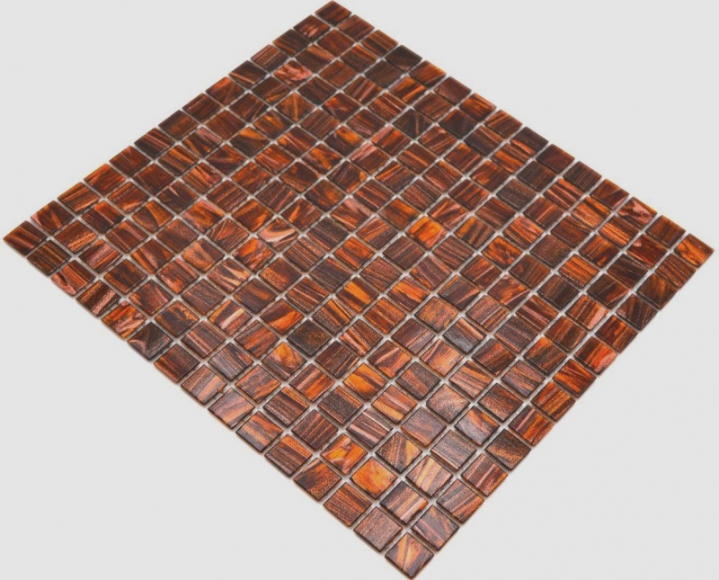 Hand-painted glass mosaic mosaic tile Dark brown Gold Copper iridescent MOS230-G36_m