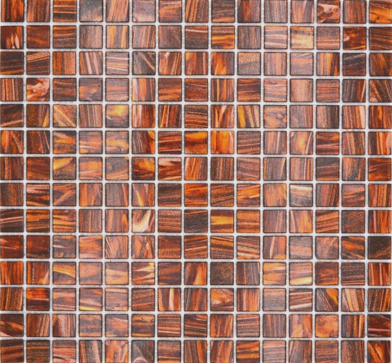 Hand-painted glass mosaic mosaic tile Dark brown Gold Copper iridescent MOS230-G36_m