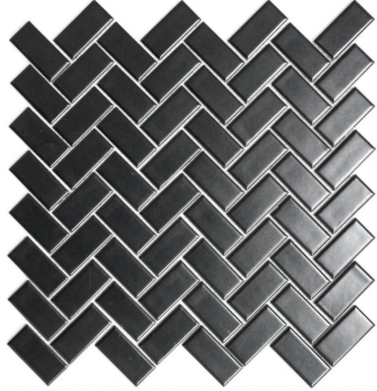 Mosaic tile ceramic herringbone black matt mosaic tile backsplash MOS24-CHB06BM_f