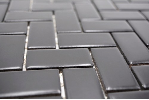 Hand pattern mosaic tile ceramic herringbone black matt mosaic tile floor tile MOS24-CHB06BM_m