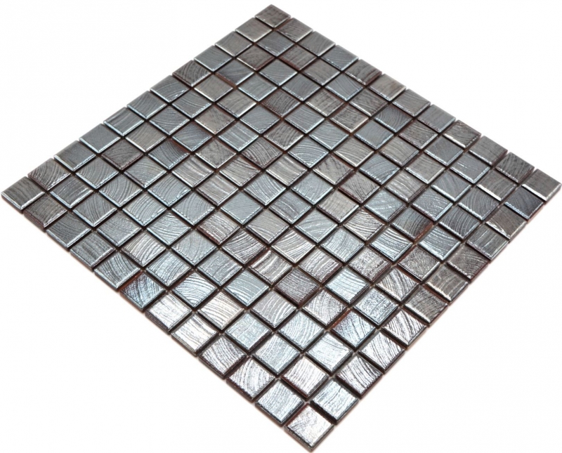 Jasba Senja Pure mosaic ceramic stoneware wenge-metallic glossy metal look kitchen bathroom shower MOSJB27 1 mat