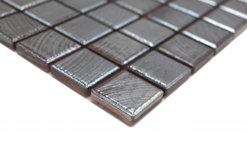Jasba Senja Pure mosaic ceramic stoneware wenge-metallic glossy metal look kitchen bathroom shower MOSJB27 1 mat