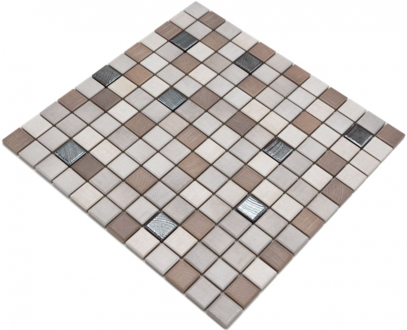 Jasba Senja Pure mosaic ceramic stoneware wood-mix metallic matt wood look kitchen bathroom shower MOSJB06 1 mat