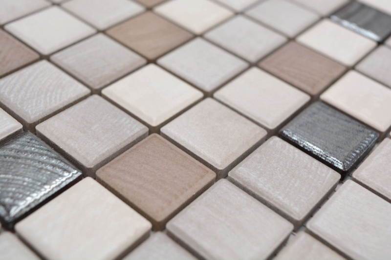 Jasba Senja Pure mosaic ceramic stoneware wood-mix metallic matt wood look kitchen bathroom shower MOSJB06 1 mat