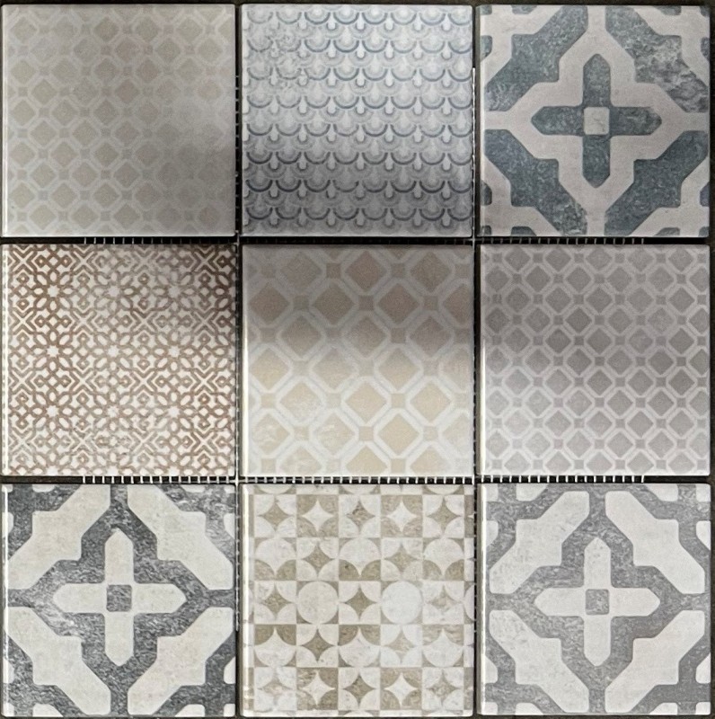 Ceramic mosaic tiles Jasba multicolored matt retro look kitchen wall bathroom tile shower wall / 10 mosaic mats