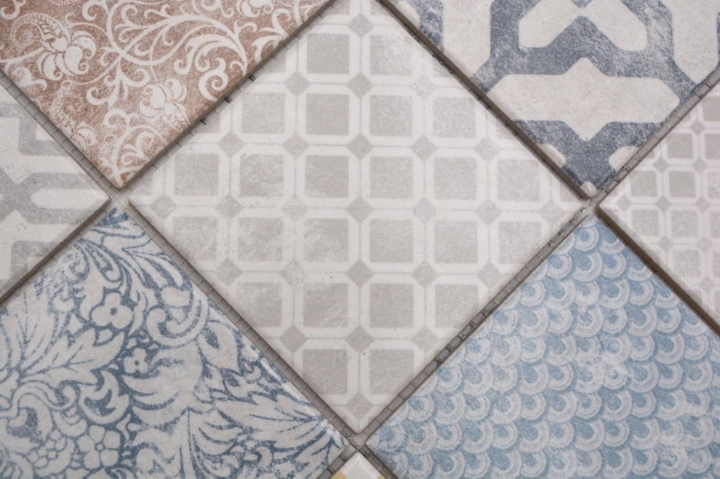 Jasba Pattern mosaic ceramic stoneware multicolored matt retro look kitchen bathroom shower MOSJBPV20 1 mat