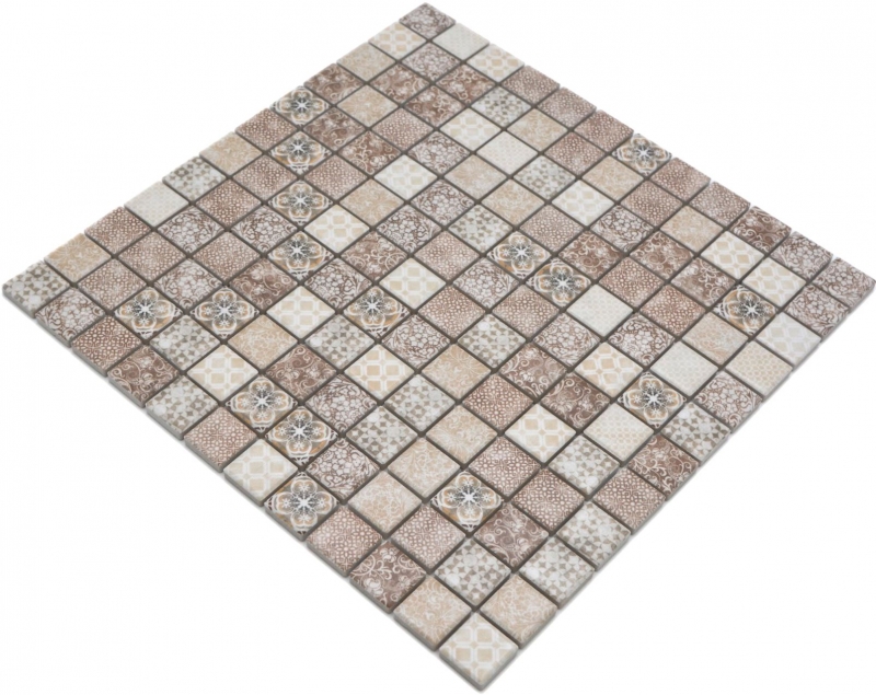 Jasba Pattern mosaic ceramic stoneware beige-brown matt retro look kitchen bathroom shower MOSJBPV01 1 mat