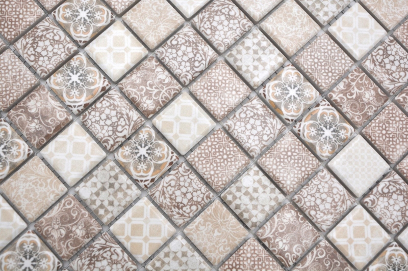 Jasba Pattern mosaic ceramic stoneware beige-brown matt retro look kitchen bathroom shower MOSJBPV01 1 mat
