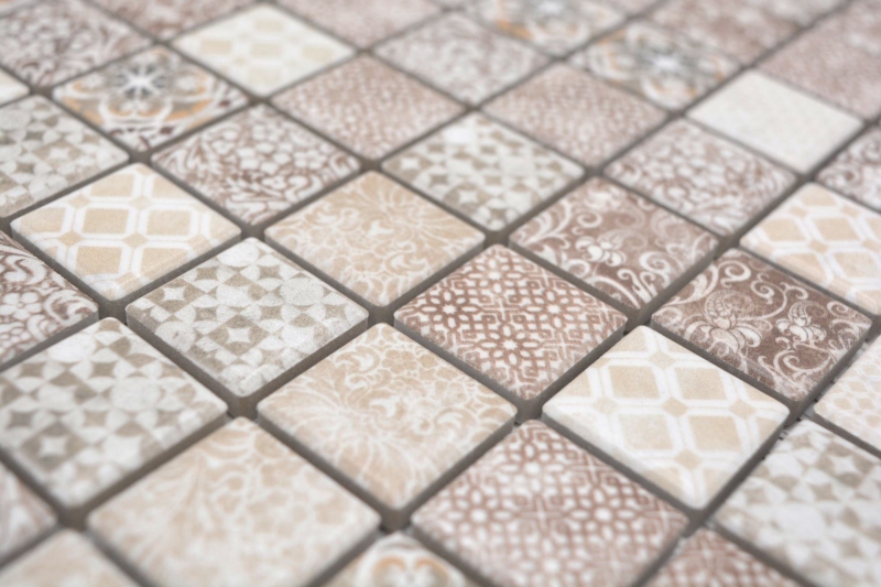 Jasba Pattern mosaic ceramic stoneware beige-brown matt retro look kitchen bathroom shower MOSJBPV01 1 mat