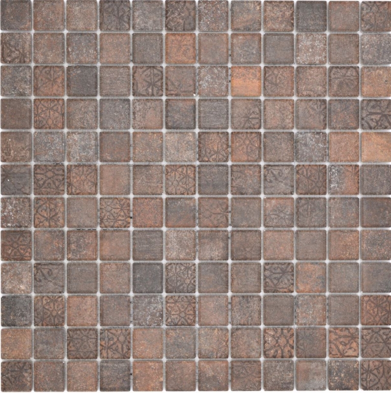Jasba Ronda mosaic ceramic stoneware rust-mix matt rust look kitchen bathroom shower MOSJBR100 1 mat