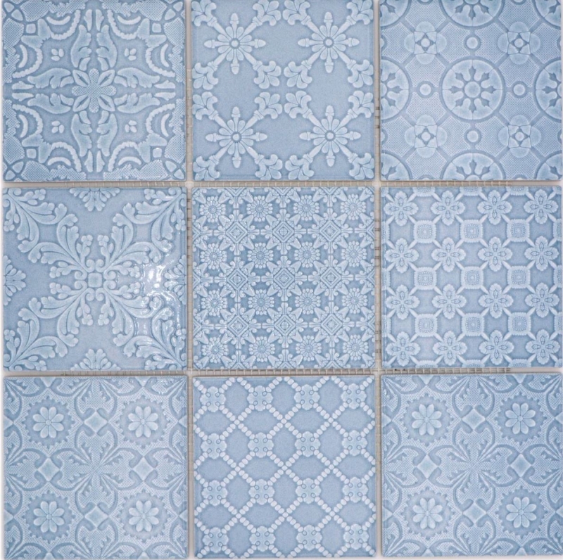 Jasba Clara mosaic ceramic stoneware nordic blue glossy retro look kitchen bathroom shower MOSJBC135 1 mat