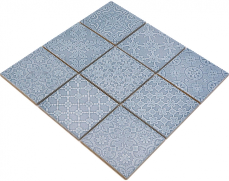 Jasba Clara mosaic ceramic stoneware nordic blue glossy retro look kitchen bathroom shower MOSJBC135 1 mat