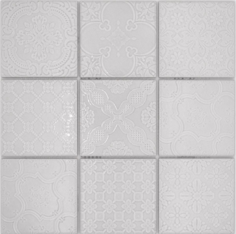 Jasba Clara mosaic ceramic stoneware paris grey glossy retro look kitchen bathroom shower MOSJBC138 1 mat