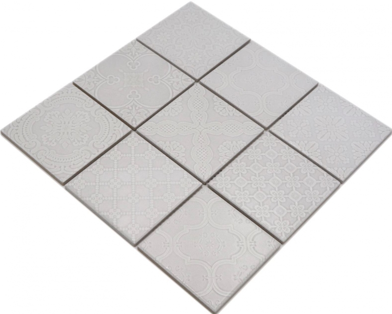 Jasba Clara mosaic ceramic stoneware paris grey glossy retro look kitchen bathroom shower MOSJBC138 1 mat