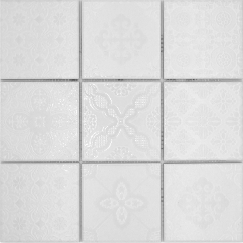 Jasba Clara mosaic ceramic stoneware iceland white glossy retro look kitchen bathroom shower MOSJBC139 1 mat