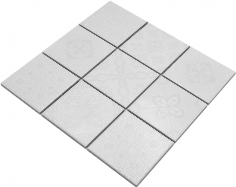 Jasba Clara mosaic ceramic stoneware iceland white glossy retro look kitchen bathroom shower MOSJBC139 1 mat