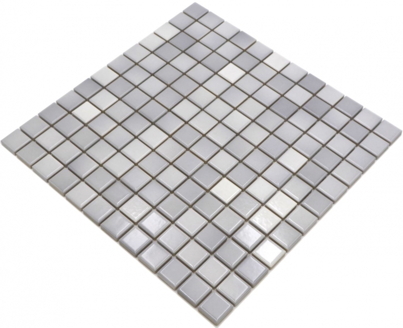 Jasba Agrob Buchtal Fresh mosaic ceramic stoneware silver gray mix glossy kitchen bathroom shower MOSJBF219 1 mat