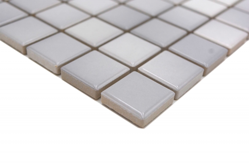 Jasba Agrob Buchtal Fresh mosaic ceramic stoneware silver gray mix glossy kitchen bathroom shower MOSJBF219 1 mat