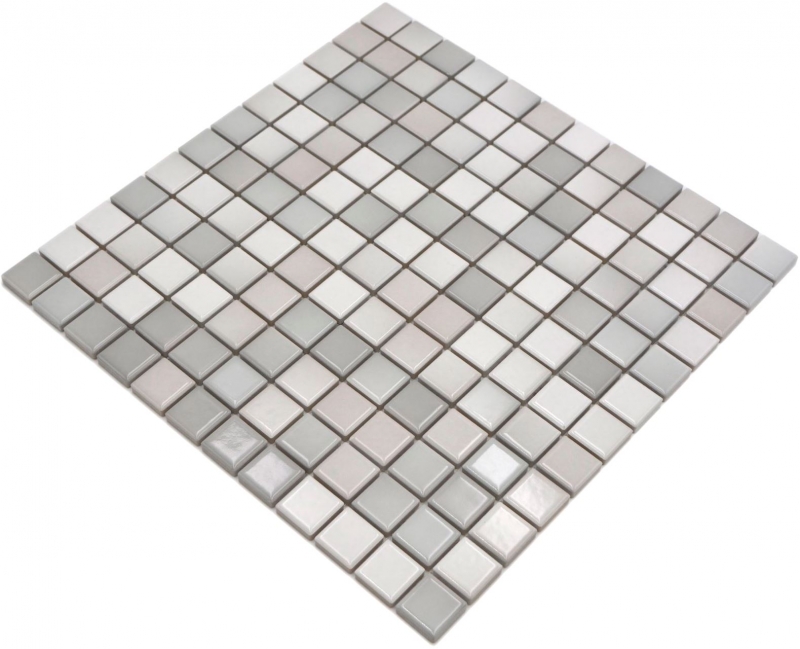 Jasba Agrob Buchtal Fresh mosaic ceramic stoneware warm grey mix glossy kitchen bathroom shower MOSJBF220 1 mat