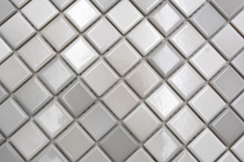 Jasba Agrob Buchtal Fresh mosaic ceramic stoneware warm grey mix glossy kitchen bathroom shower MOSJBF220 1 mat