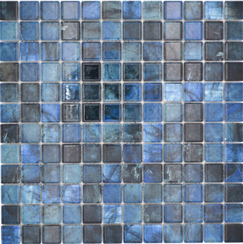 Jasba Agrob Buchtal Fresh Marble & More mosaic ceramic stoneware labradorite blue glossy marble look kitchen bathroom shower MOSJBMM20 1 mat