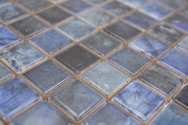 Jasba Agrob Buchtal Fresh Marble & More mosaic ceramic stoneware labradorite blue glossy marble look kitchen bathroom shower MOSJBMM20 1 mat