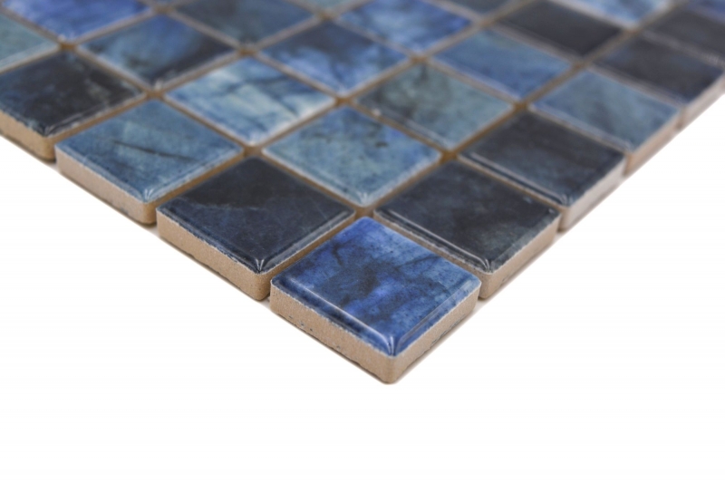 Jasba Agrob Buchtal Fresh Marble & More mosaic ceramic stoneware labradorite blue glossy marble look kitchen bathroom shower MOSJBMM20 1 mat