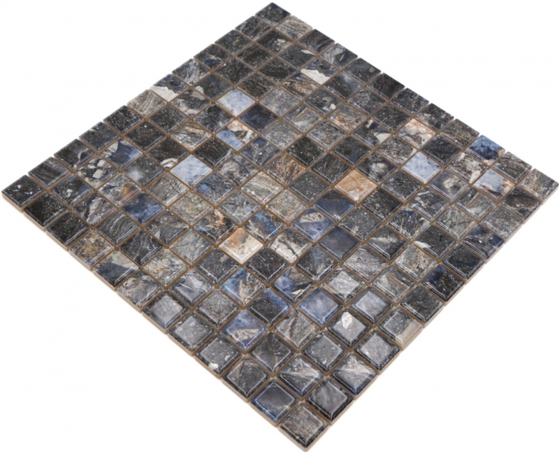 Jasba Agrob Buchtal Fresh Marble & More mosaic ceramic stoneware illusion dark glossy marble look kitchen bathroom shower MOSJBMM22 1 mat