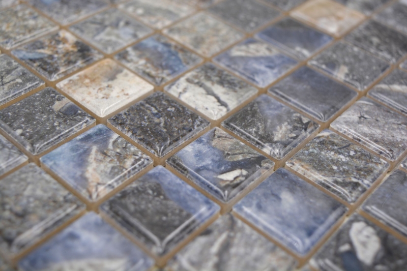 Jasba Agrob Buchtal Fresh Marble & More mosaic ceramic stoneware illusion dark glossy marble look kitchen bathroom shower MOSJBMM22 1 mat