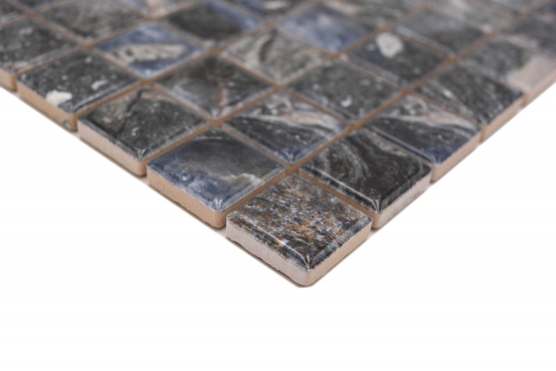 Jasba Agrob Buchtal Fresh Marble & More mosaic ceramic stoneware illusion dark glossy marble look kitchen bathroom shower MOSJBMM22 1 mat