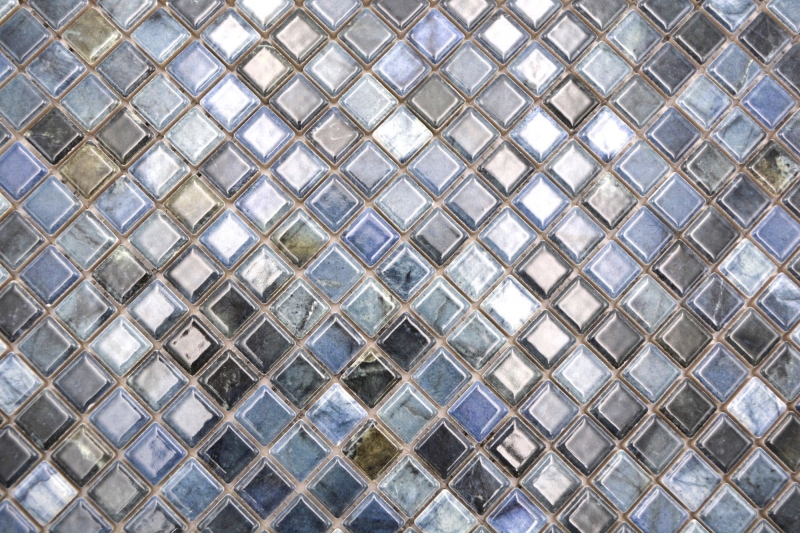 Jasba Agrob Buchtal Fresh Marble & More mosaic ceramic stoneware labradorite blue glossy marble look kitchen bathroom shower MOSJBMM26 1 mat