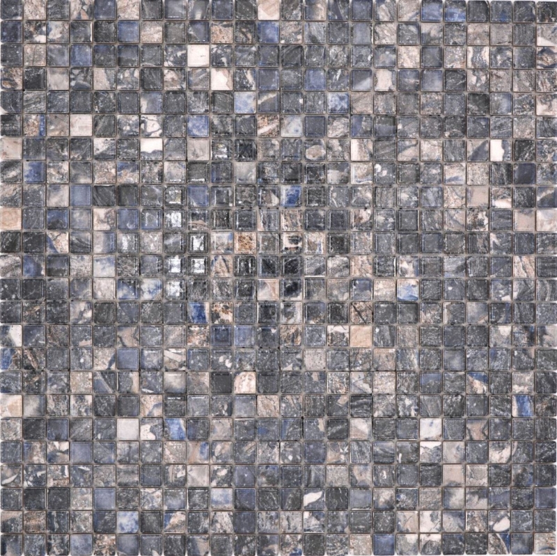 Jasba Agrob Buchtal Fresh Marble & More mosaic ceramic stoneware illusion dark glossy marble look kitchen bathroom shower MOSJBMM28 1 mat