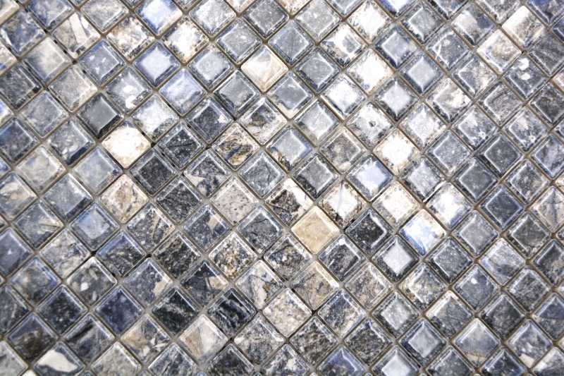 Jasba Agrob Buchtal Fresh Marble & More mosaic ceramic stoneware illusion dark glossy marble look kitchen bathroom shower MOSJBMM28 1 mat