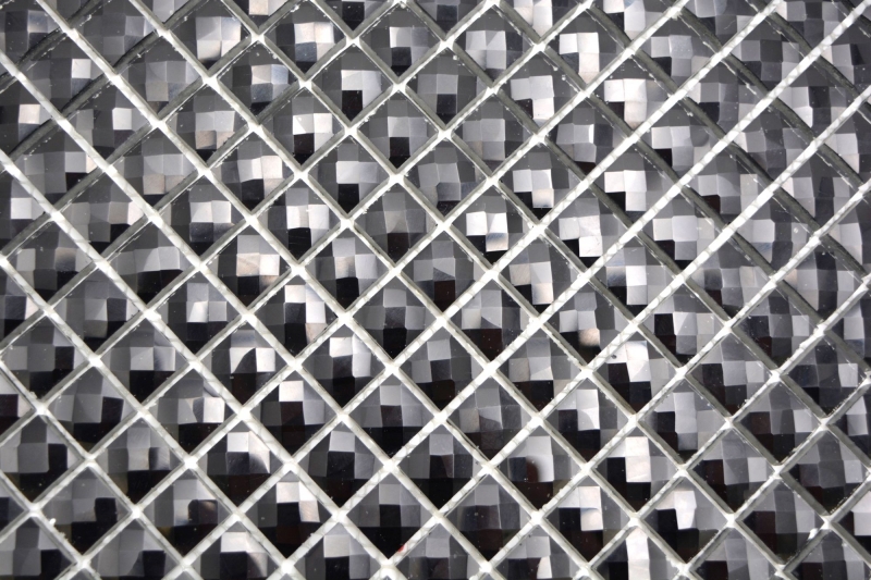 Glass mosaic QUADRAT CRYSTAL GLITTER BLACK MOS130-B824 1 mat
