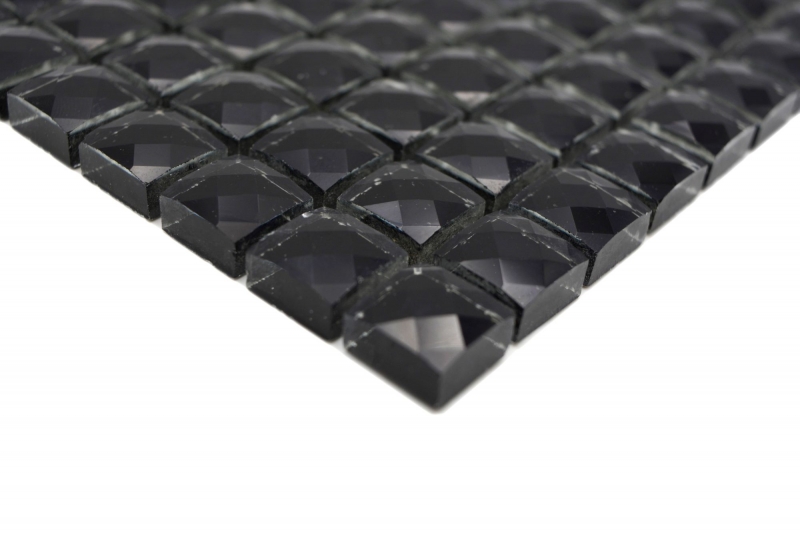 Glass mosaic QUADRAT CRYSTAL GLITTER BLACK MOS130-B824 1 mat