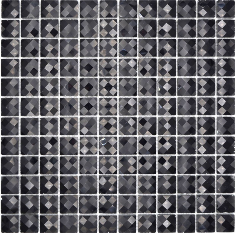 Glass mosaic QUADRAT CRYSTAL GLITTER BLACK MOS130-X826 1 mat