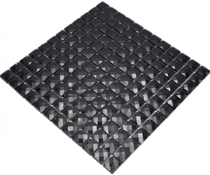 Glass mosaic QUADRAT CRYSTAL GLITTER BLACK MOS130-X826 1 mat
