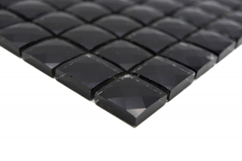Glass mosaic QUADRAT CRYSTAL GLITTER BLACK MOS130-X826 1 mat