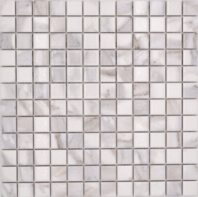 Ceramic mosaic tiles Jasba carrara look white glossy marble look kitchen wall bathroom tile shower wall / 10 mosaic mats