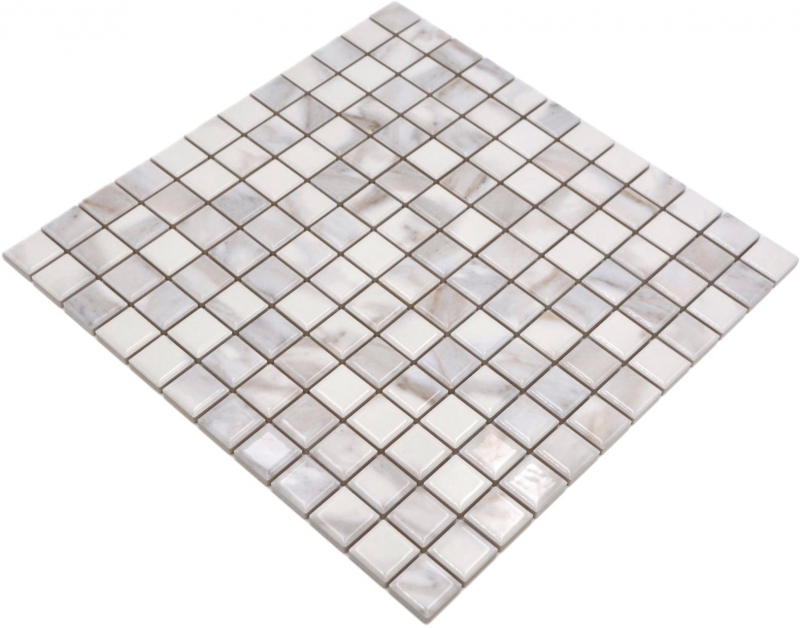 Ceramic mosaic tiles Jasba carrara look white glossy marble look kitchen wall bathroom tile shower wall / 10 mosaic mats