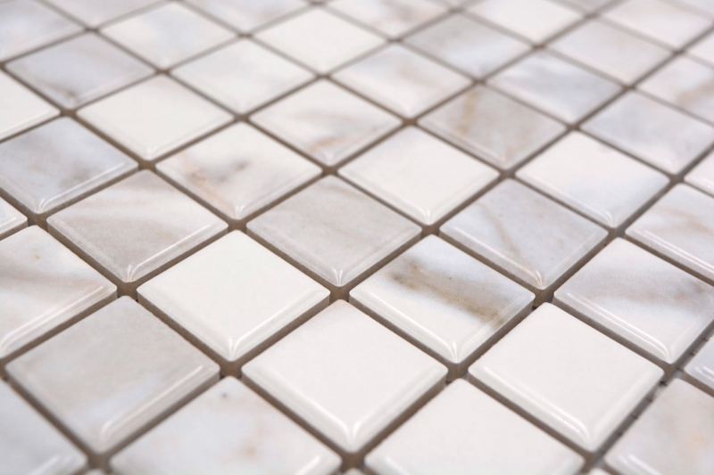 Ceramic mosaic tiles Jasba carrara look white glossy marble look kitchen wall bathroom tile shower wall / 10 mosaic mats