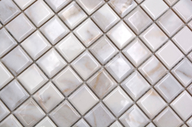 Ceramic mosaic tiles Jasba carrara look white glossy marble look kitchen wall bathroom tile shower wall / 10 mosaic mats