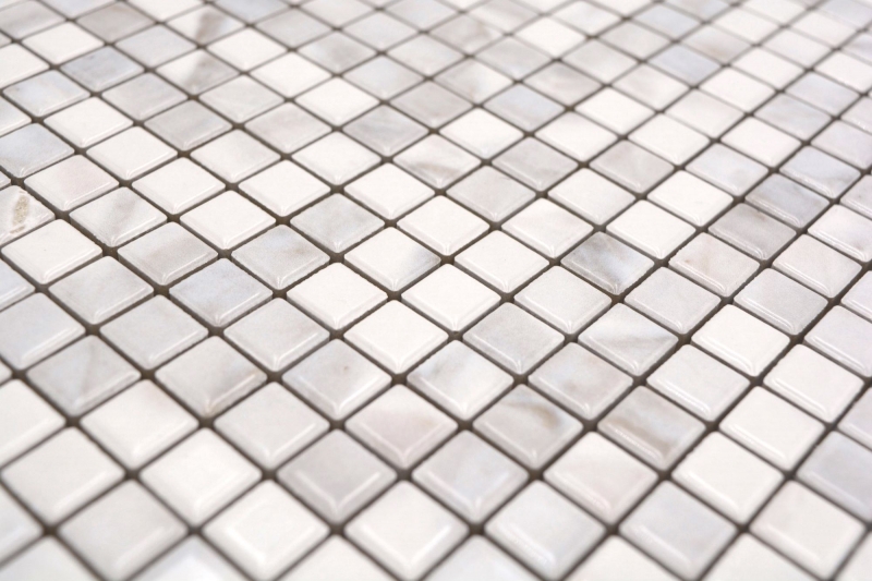 Ceramic mosaic tiles Jasba carrara look white glossy marble look kitchen wall bathroom tile shower wall / 10 mosaic mats