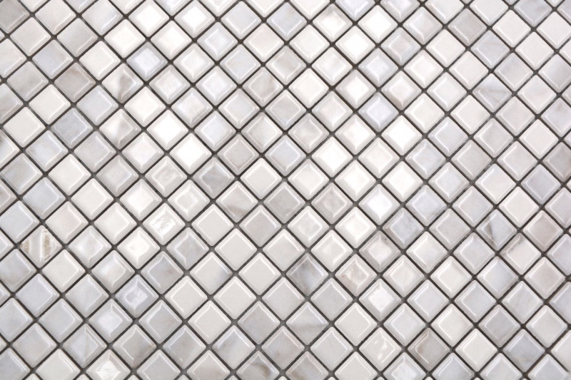 Ceramic mosaic tiles Jasba carrara look white glossy marble look kitchen wall bathroom tile shower wall / 10 mosaic mats