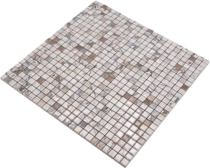 Ceramic mosaic tiles Jasba illusion beige glossy marble look kitchen wall bathroom tile shower wall / 10 mosaic mats