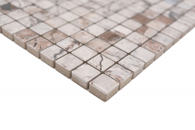 Ceramic mosaic tiles Jasba illusion beige glossy marble look kitchen wall bathroom tile shower wall / 10 mosaic mats
