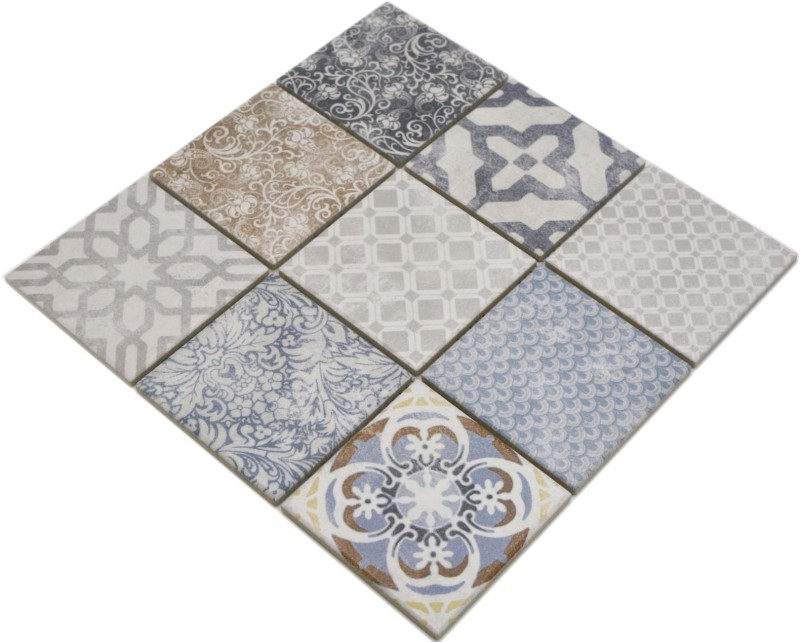 Hand pattern Jasba Pattern mosaic ceramic stoneware multicolored matt retro look kitchen bathroom shower MOSJBPV20_m