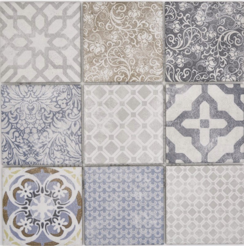 Hand pattern Jasba Pattern mosaic ceramic stoneware multicolored matt retro look kitchen bathroom shower MOSJBPV20_m