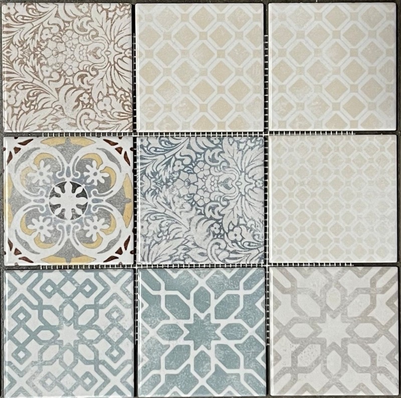 Hand pattern Jasba Pattern mosaic ceramic stoneware multicolored matt retro look kitchen bathroom shower MOSJBPV20_m